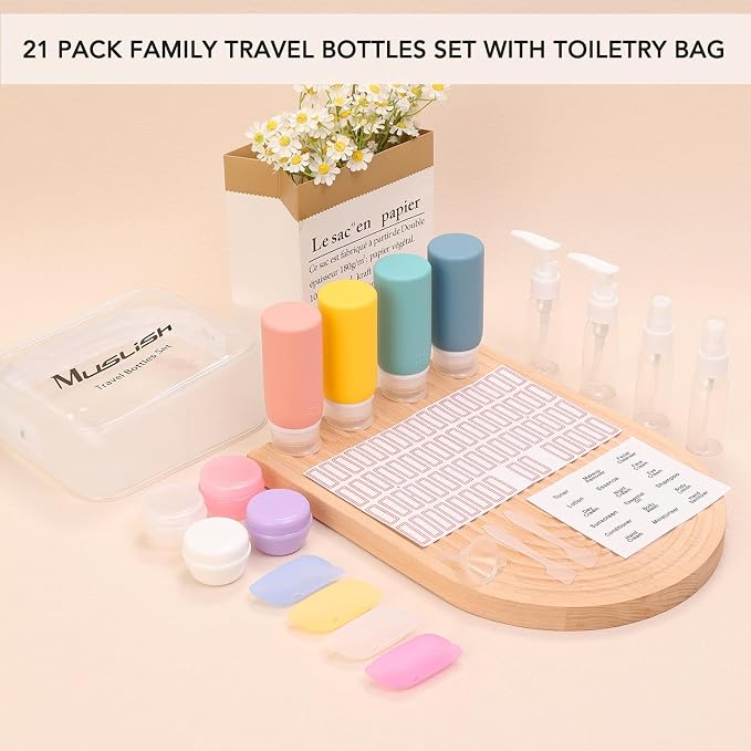 Muslish 21 Pack Travel Bottles for Toiletries, Leak-Proof TSA Compliant - Image 7