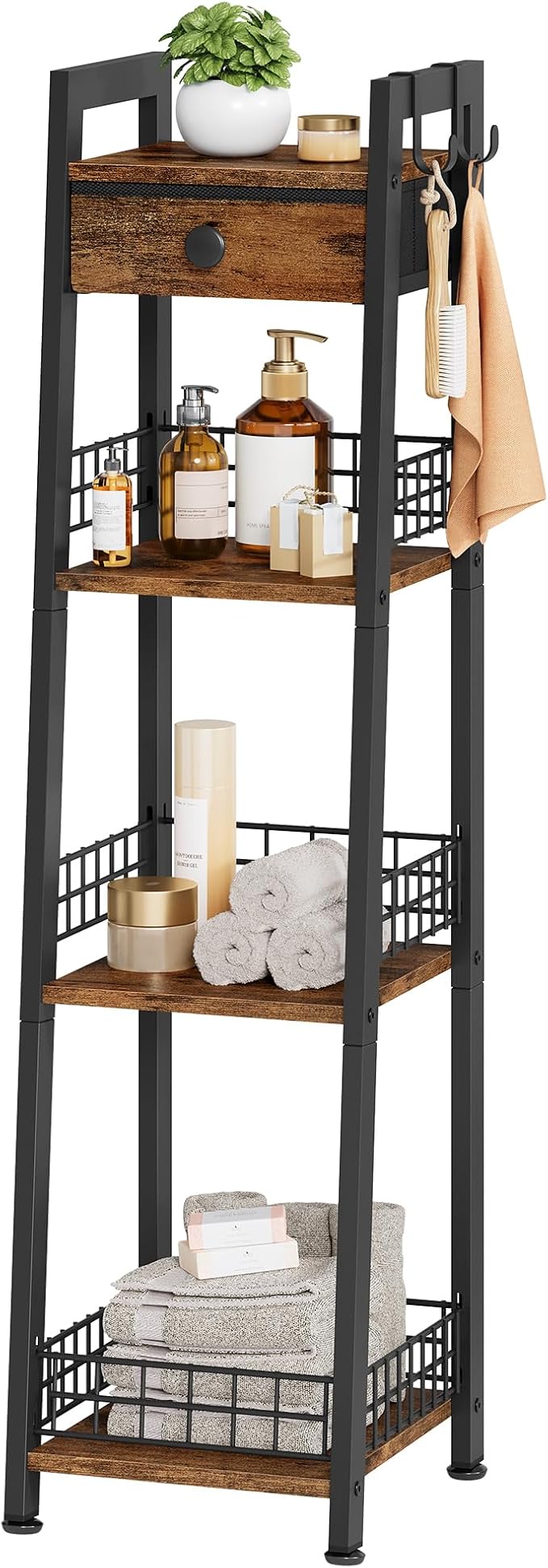 4-Tier Narrow Ladder Shelf by Gewudraw