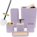 CERBIOR Bathroom Accessories Set 6 Piece Bamboo Bath Ensemble Includes Soap by CERBIOR