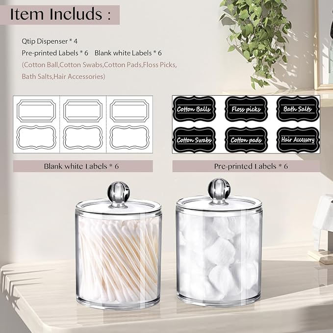 SheeChung 2 Pack Clear Acrylic Qtip Holder Dispenser - Image 5