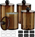 SheeChung 4-Pack Amber Acrylic Apothecary Jars - 15oz & 12oz Qtip Holder Set - by SheeChung