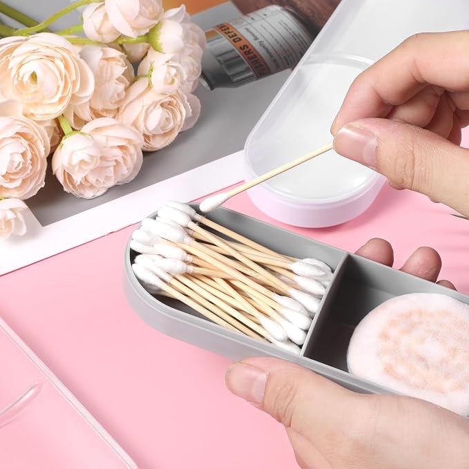 2 Pcs Travel Qtips Case with Dustproof Lid Portable Small Dental Floss Holder - Image 4
