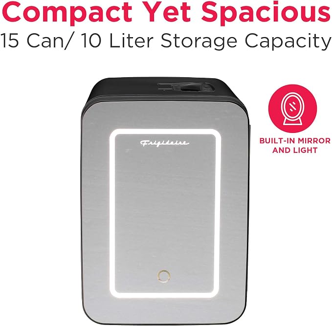 Frigidaire Mini Personal Fridge Cooler, LED Lighted Mirror, 6.5L Capacity - Image 2