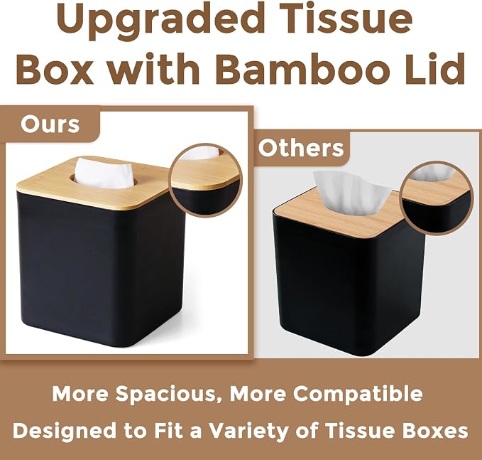 Black Tissue Box Cover, Square Tissue Box Holder - Image 6