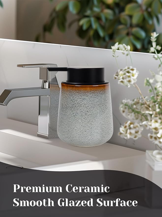 INGOFIN Ceramic Lotion Dispenser - 12 oz Refillable Hand Soap Dispenser Bathroom - Image 7