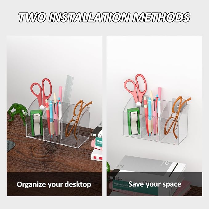 Acrylic Pen Holder Box 3 Compartments, Acrylic Organizer Holder - Image 3