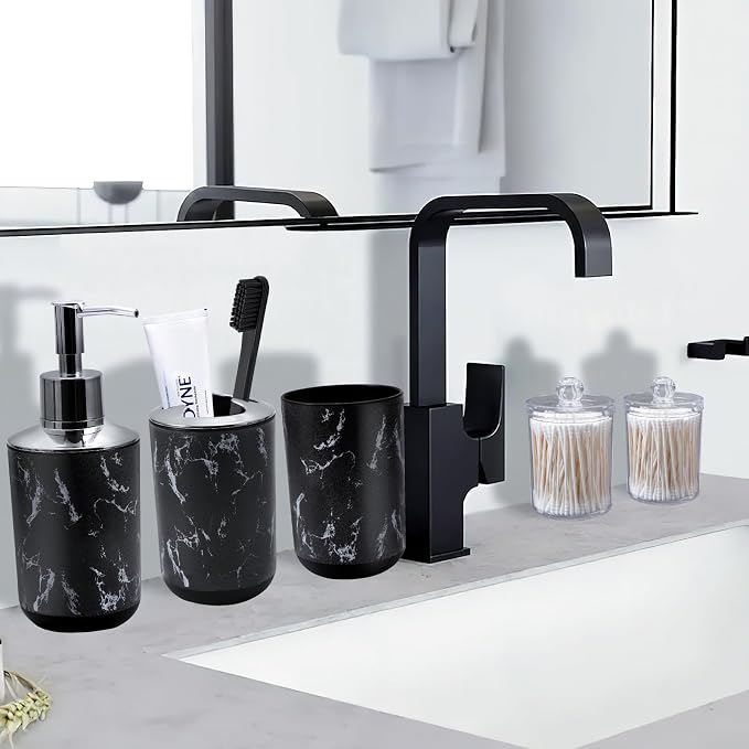 Black Marble Bathroom Accessories Set, Vanity Tray, Soap Dispenser, Soap Dish - Image 5