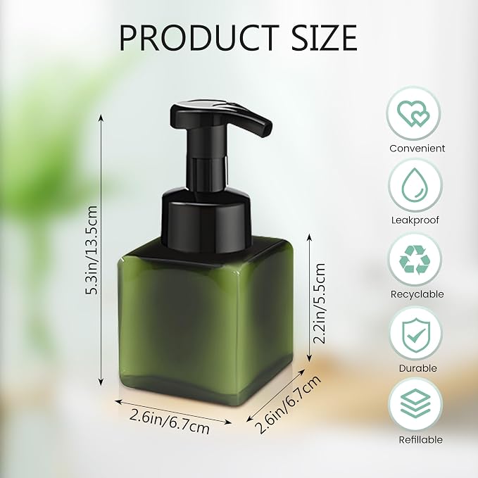 8.5 oz Foaming Soap Dispenser Plastic Foaming Pump Bottle, Refillable Dispenser - Image 2