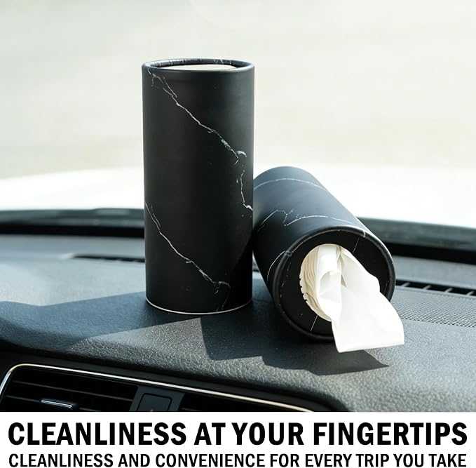 4PCS Car Tissue Holder with 50 Facial Tissue, Minimalist Round Car Tissues - Image 7