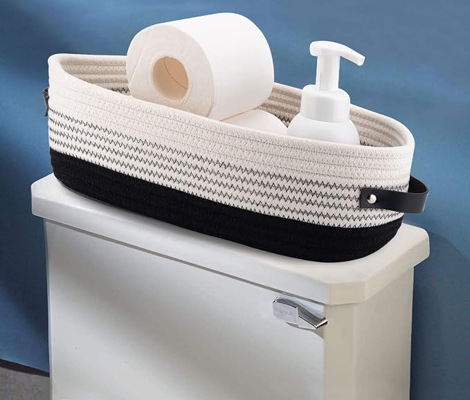 2 Pack Cotton Rope Toilet Basket Bathroom Decor Baskets, Toilet Paper Holder - Image 3