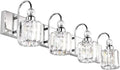 Ralbay Modern LED Crystal Bathroom Vanity Lights 4-Lights Stainless Steel by RalbayLighting