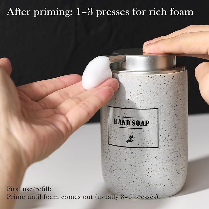 Gray Foaming Soap Dispenser, Ceramic Foam Dispenser - Image 2