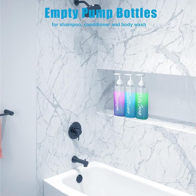 Shampoo and Conditioner Dispenser Set of 3, 17oz Shower Soap Bottles - Image 6
