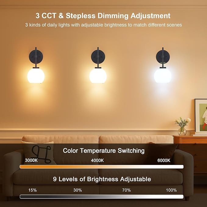 Black Wireless Rechargeable Wall Sconces - Image 5