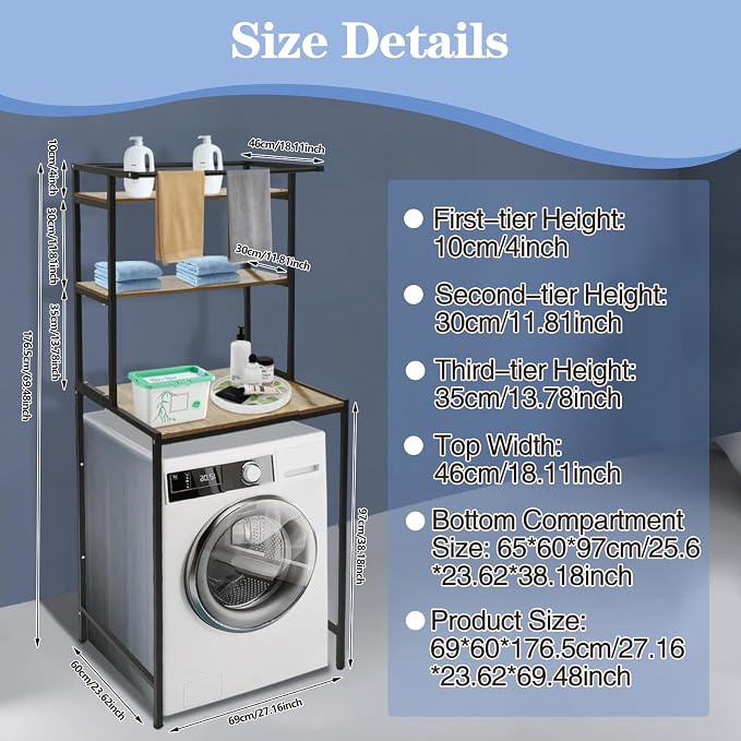 Washer and Dryer Storage Rack, 3 Tier Over The Washer and Dryer Storage Shelf - Image 2