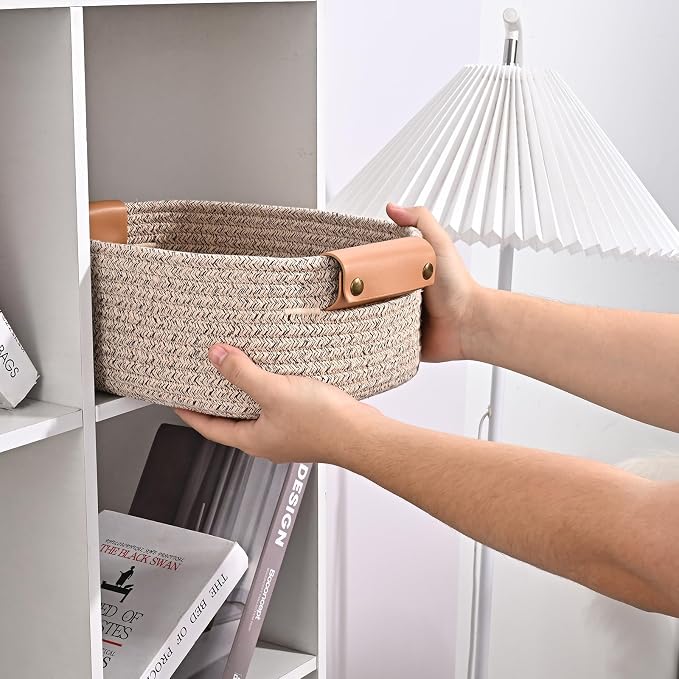 Storage Baskets for Organizing, Small Woven Basket Set of 6-4 Shelf Basket - Image 9