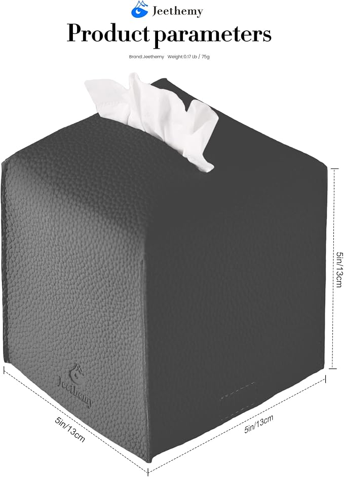 Tissue Box Cover, Jeethemy Square PU Leather Tissue Box Holder, Modern Tissue - Image 5