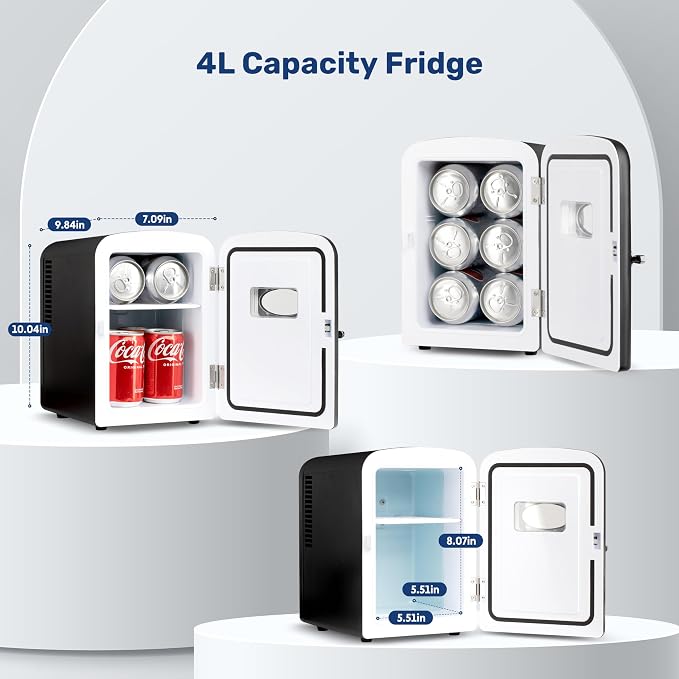 YSSOA Mini Fridge with Observation Window 4-Liter Six 12 oz Cans Portable - Image 2