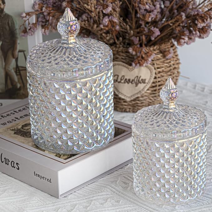 R FLORY 2 Pack Qtip Holder Glass Apothecary Jars - Image 3