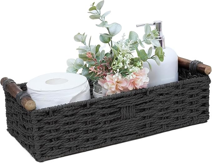 Round Paper Rope Storage Basket Wicker Baskets by STOBSK