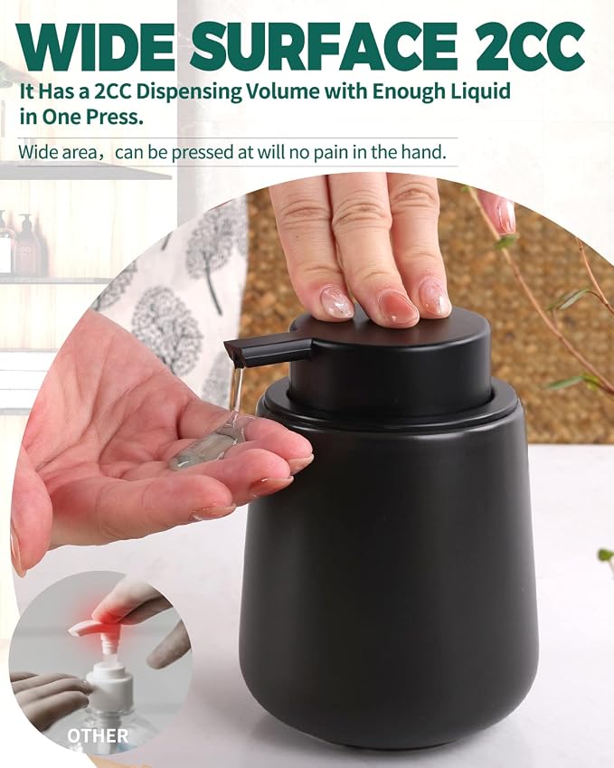 Bosilunlife Black Lotion Dispenser - 12Oz Ceramic Soap Dispenser Bathroom - Image 2