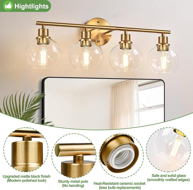 4-Light Bathroom Light Fixtures, Bathroom Wall Sconces - Image 3