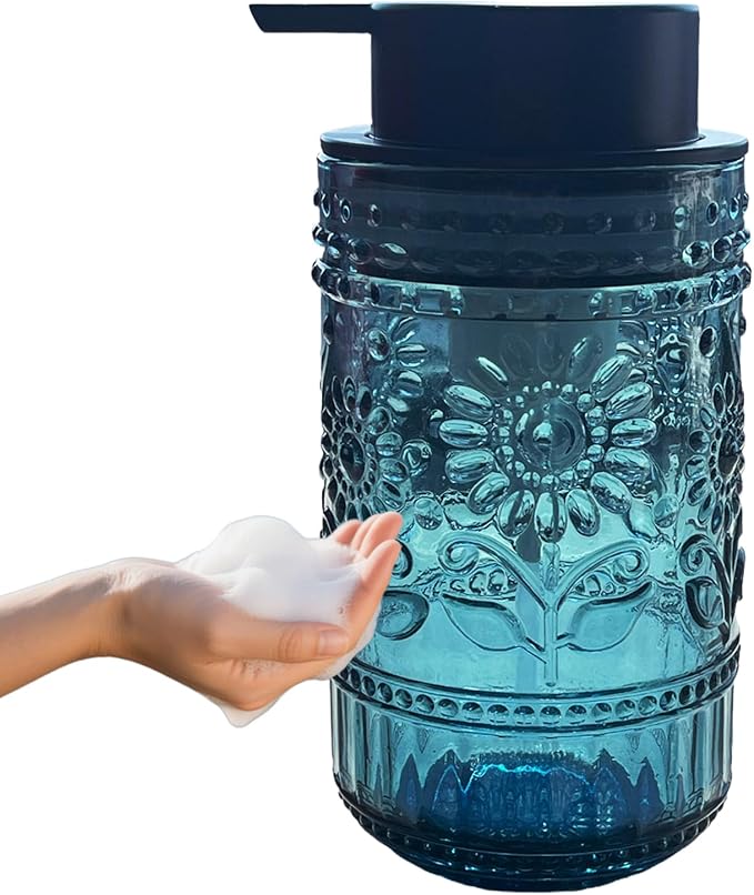 Foaming Hand Soap Dispenser, Vintage Glass Soap and Lotion Dispenser by Birugen