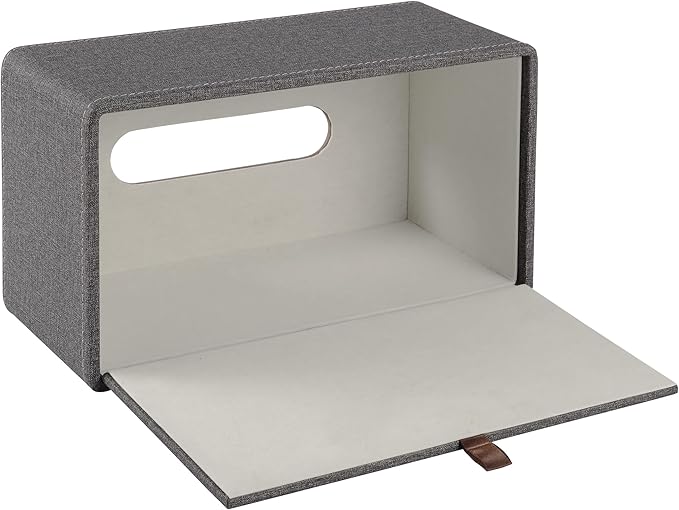 High-end Leather Tissue Box Holder Two Color Matching, Rounded Rectangle Napkin - Image 2