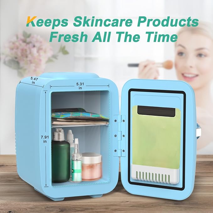 CROWNFUL Mini Fridge, 4 Liter/6 Can Portable Cooler and Warmer Personal Fridge - Image 4
