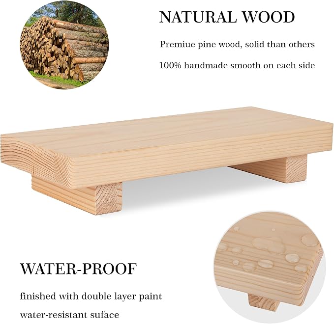 Bathroom Counter Organizer Wood Pedestal Stand Farmhouse Decorative Tray Soap - Image 3