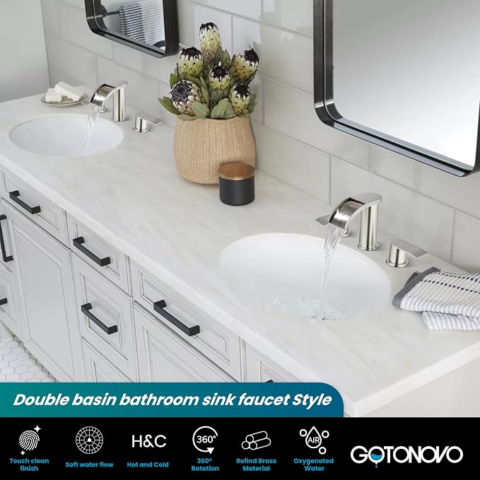 gotonovo Waterfall 8 inch Widespread Bathroom Faucet Set Bathroom Sink Faucet 3 - Image 9