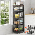 Metal Wire Baskets with Wheels, Stackable Storage Bins Kitchen Organizer Shelf by KOLENSA
