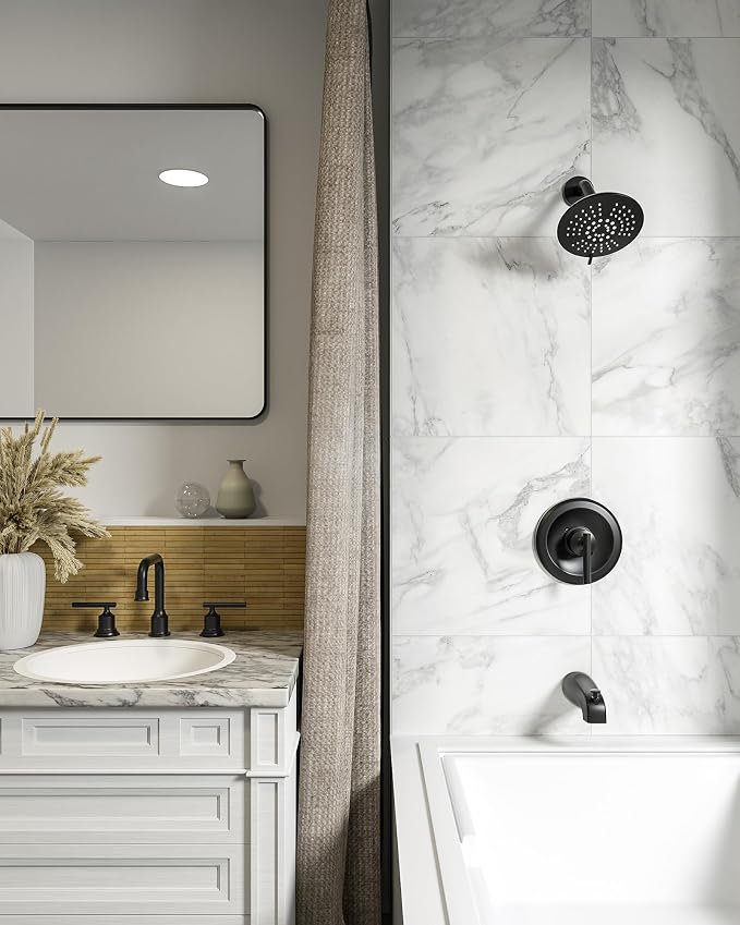 WOWOW Two Handles Widespread 8 inch Bathroom Faucet Black 3 Pieces Basin - Image 5