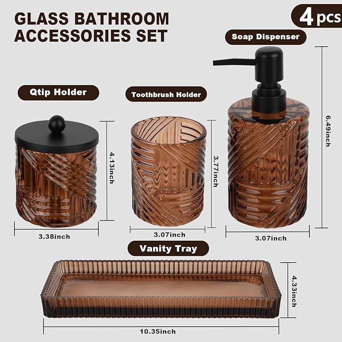 Bathroom Accessories Set, Toothbrush Holder, Qtip Holder Dispenser and Vanity - Image 7