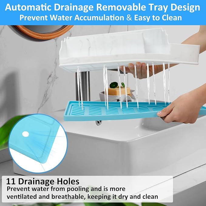 Bathroom Counter Organizer, Large Silicone Toothbrush Holders - Image 7