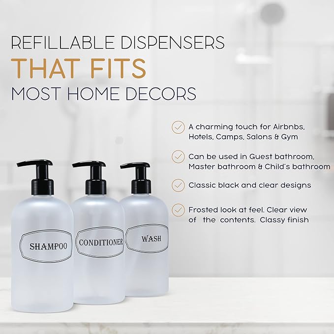 16 oz Shampoo, Conditioner, Wash Refillable Empty Plastic Pump Bottle Dispenser - Image 5