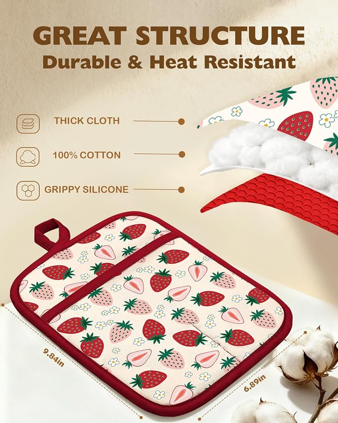 Slohif Silcone Strawberry Pot Holders - Image 2