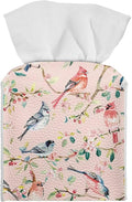 Bird Flowers Tissue Box Holder, PU Leather Square Napkin Cover by Pzuqiu