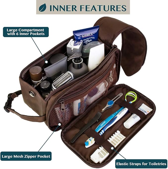 PAVILIA Toiletry Bag for Men, Travel Essentials Shaving Dopp Kit, Mens Travel - Image 2