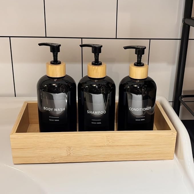 Shampoo and Conditioner Dispenser, Refillable Plastic Shampoo Pump Bottles - Image 5