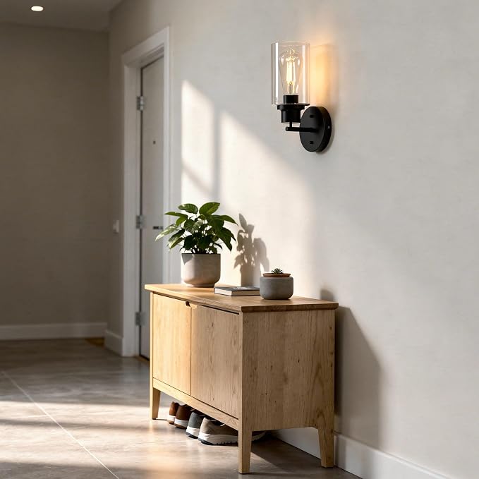 1-Light Black Bathroom Wall Sconce - Image 6