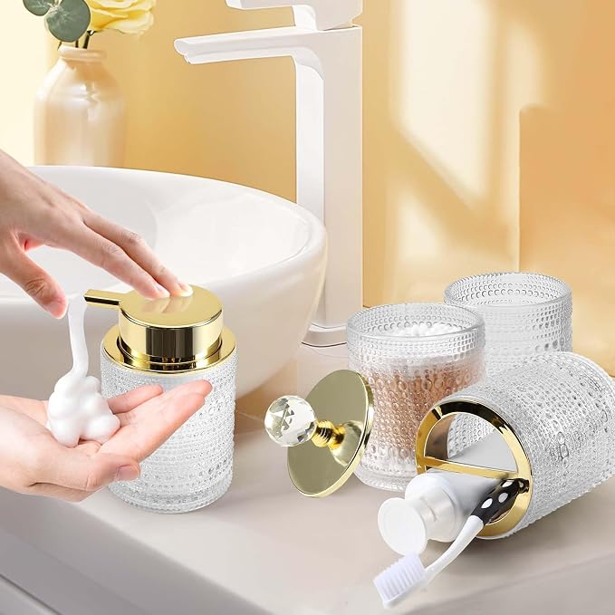 DASITON Bathroom Accessories Set, Toothbrush Holder, Bathroom Tumbler, Cotton - Image 3