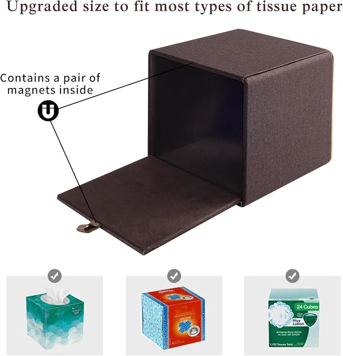 Linen Square Tissue Box Cover, Cube Tissue Box Holder－Excellent Rosegold - Image 5