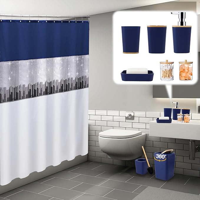 24PCS Bathroom Sets with Shower Curtain and Rugs - Image 7