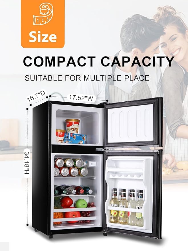 Mini Fridge With Freezer, 3.5 Cu. Ft Compact Refrigerator With 2 Doors - Image 3