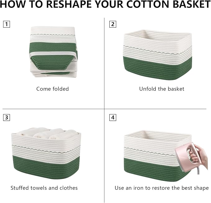 4 Pack Storage Baskets for Organizing, Decorative Cotton Rope Baskets for - Image 8