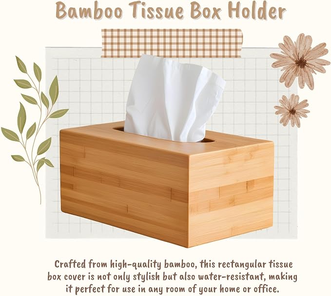 PERFORMORE Bamboo Tissue Box Cover - Image 2