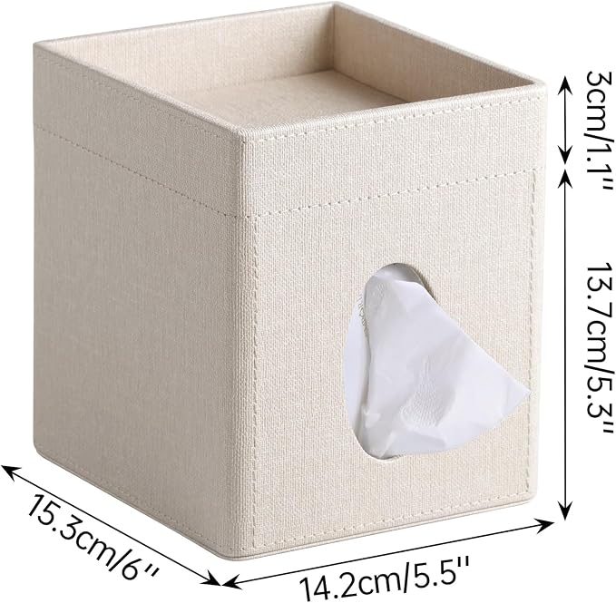 Tissue Box Cover, PU Leather Square Tissue Box Holder - Image 7