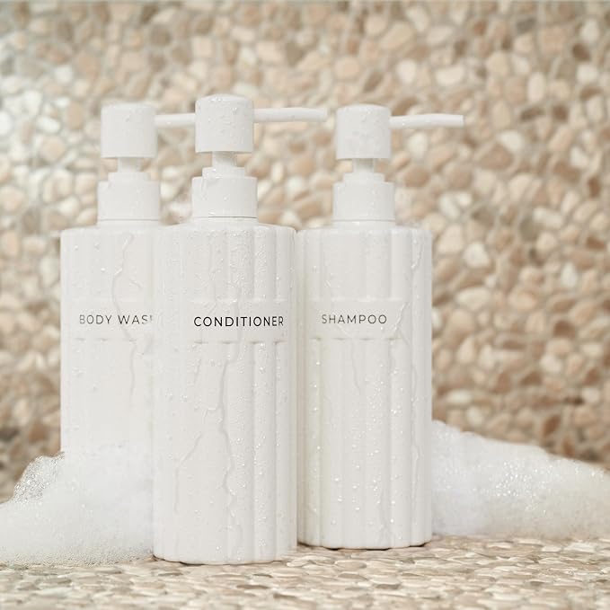 Stylish Shampoo and Conditioner Dispenser Set of 3 - Image 9