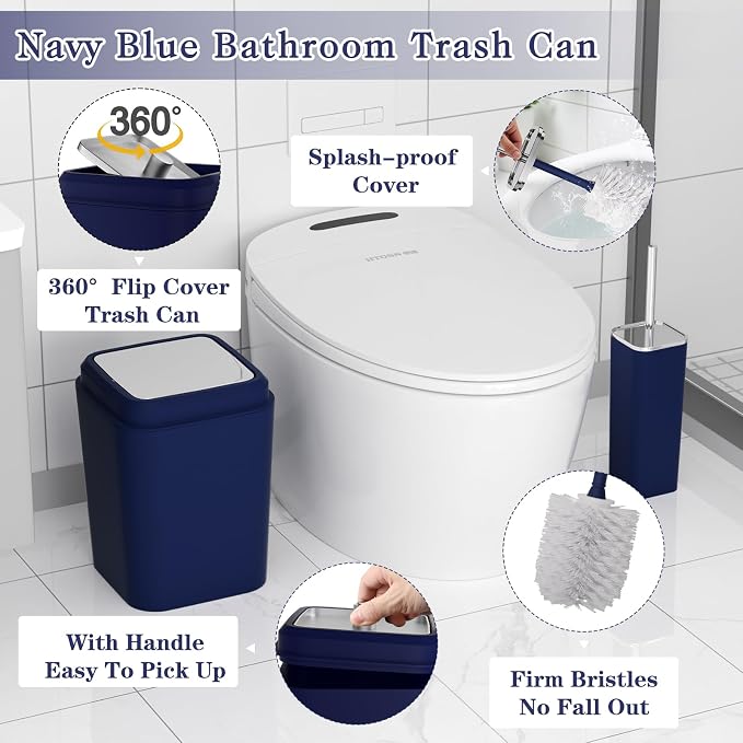 24PC Navy Blue Bathroom Set - Image 7